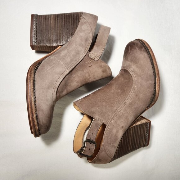 TIMBERLAND Marge Suede Slingback Bootie Taupe Gray Leather Block Heel Size 10. - Picture 4 of 16